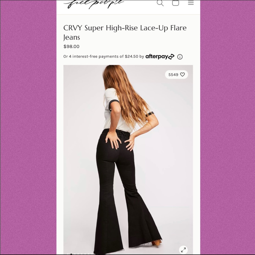 Free People CRVY Super High Rise Lace Up Jeans